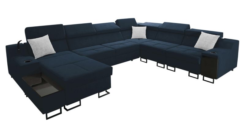 Narożnik z funkcją spania MIRJAN 24 Alicante VIII lewy granatowy/szafirowy/gołębi 1 szt.