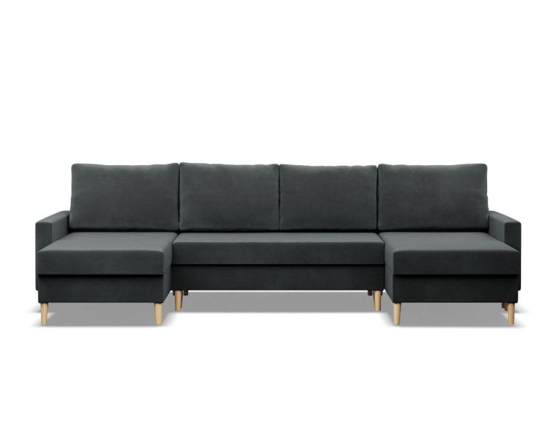 Duży narożnik U TYLETEGOTU na nóżkach MILO velvet ciemny szary 1 szt