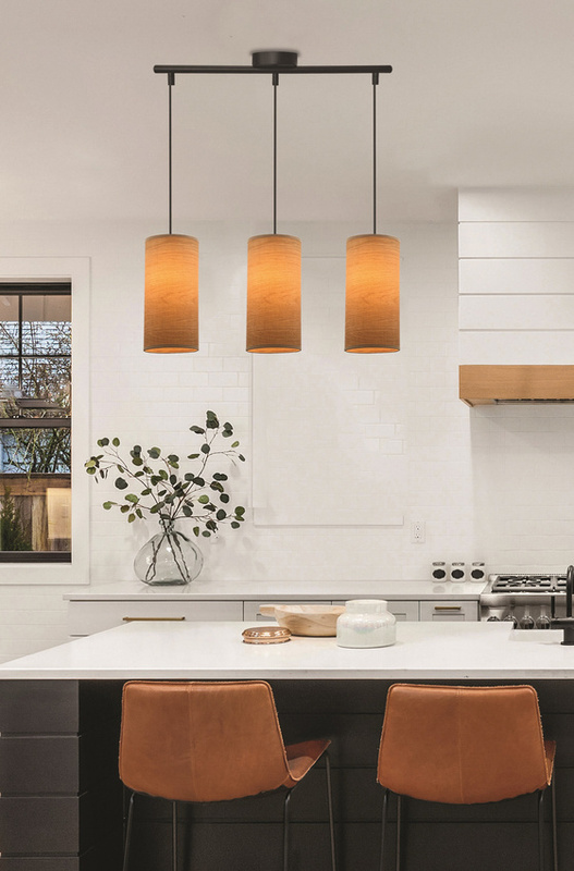 Czarna lampa wisząca 3-punktowa do salonu BALLO abażur orzechowy