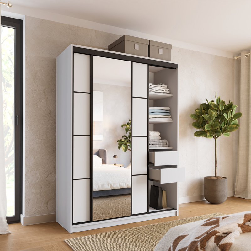 Biała szafa przesuwna 150 cm LOFT