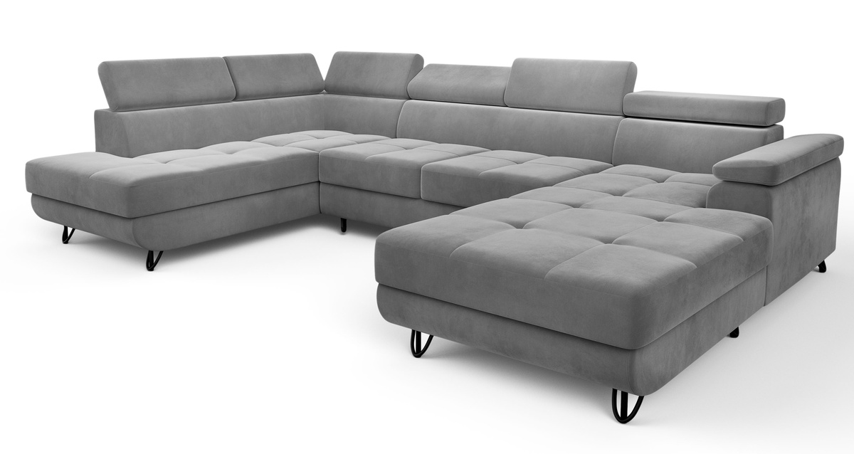 Szary nowoczesny narożnik do salonu z funkcją spania JASSY