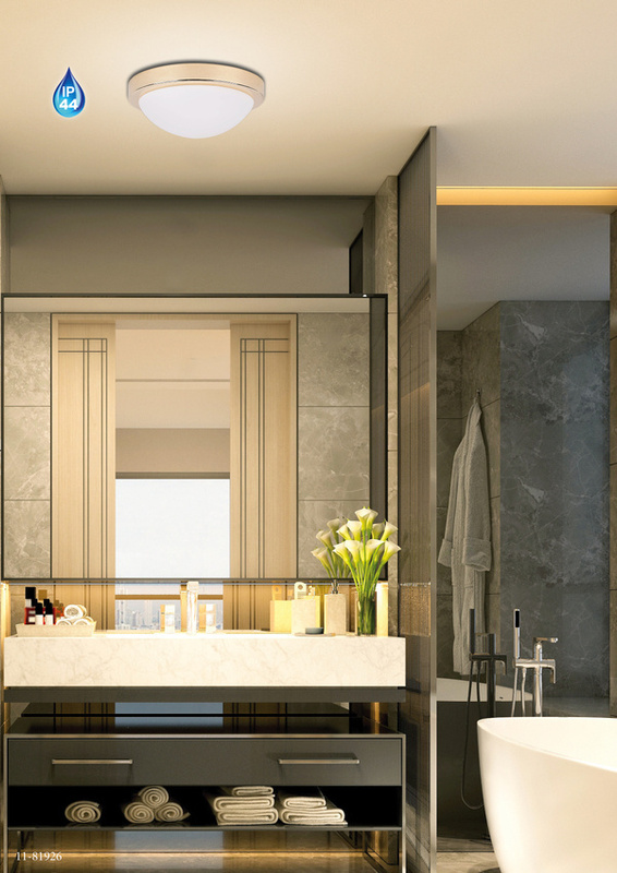 Biały plafon sufitowy szklany do łazienki RODA metal szkło