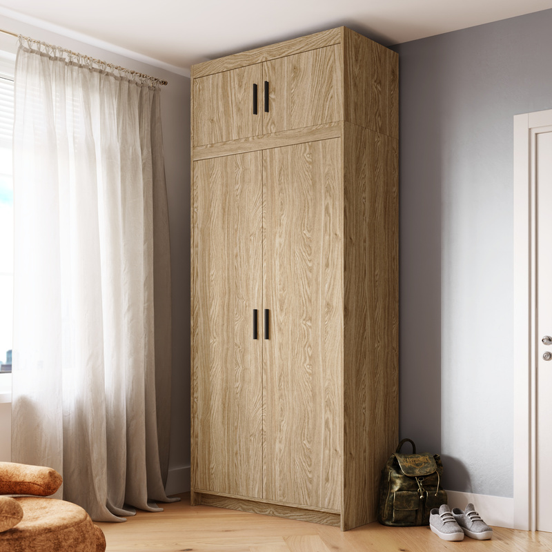 Szafa z nadstawką 90 cm dwudrzwiowa KUBA dąb olejowany