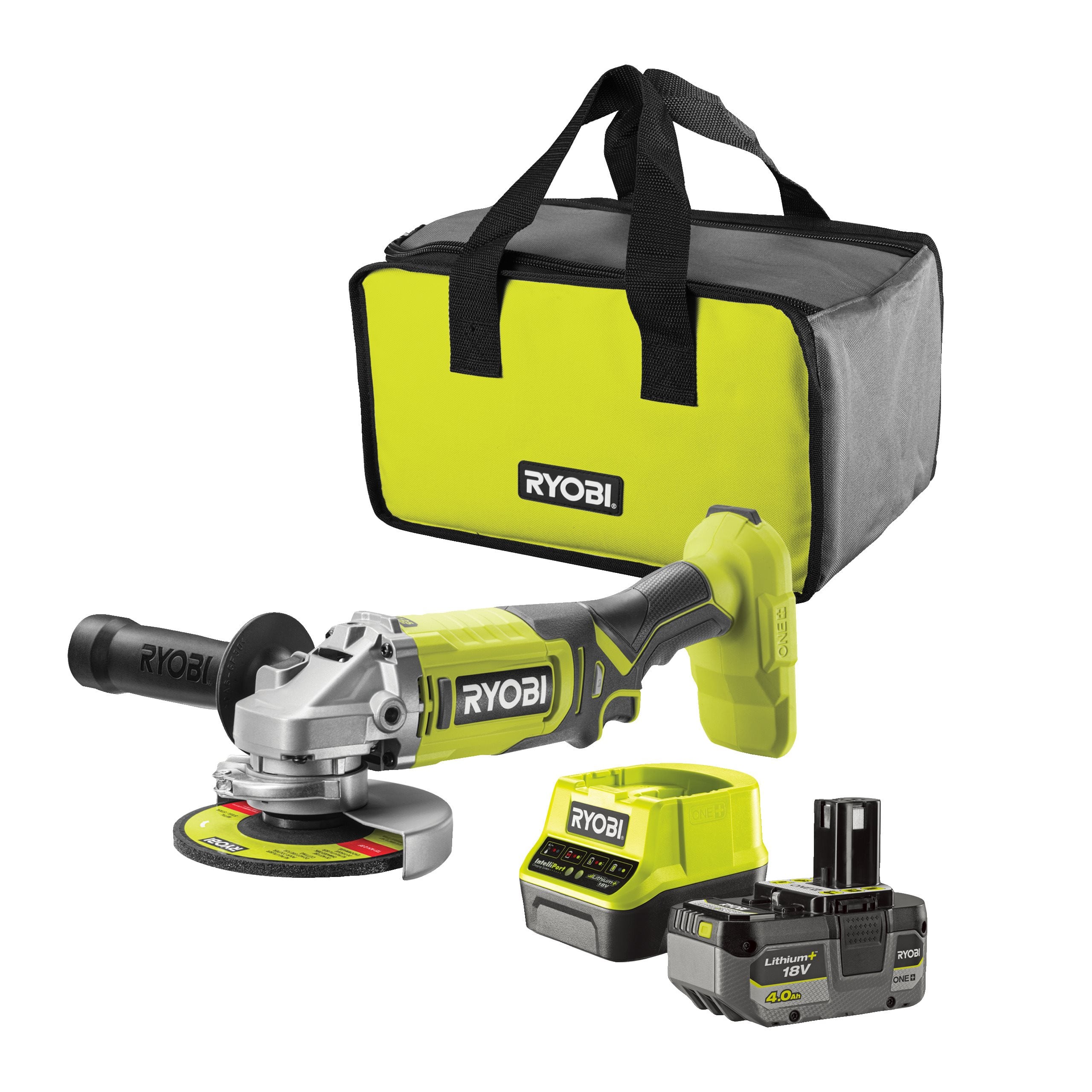 Szlifierka kątowa akumulatorowa 125mm 18V ONE+ z akumulatorem 4.0Ah i ładowarką 2A