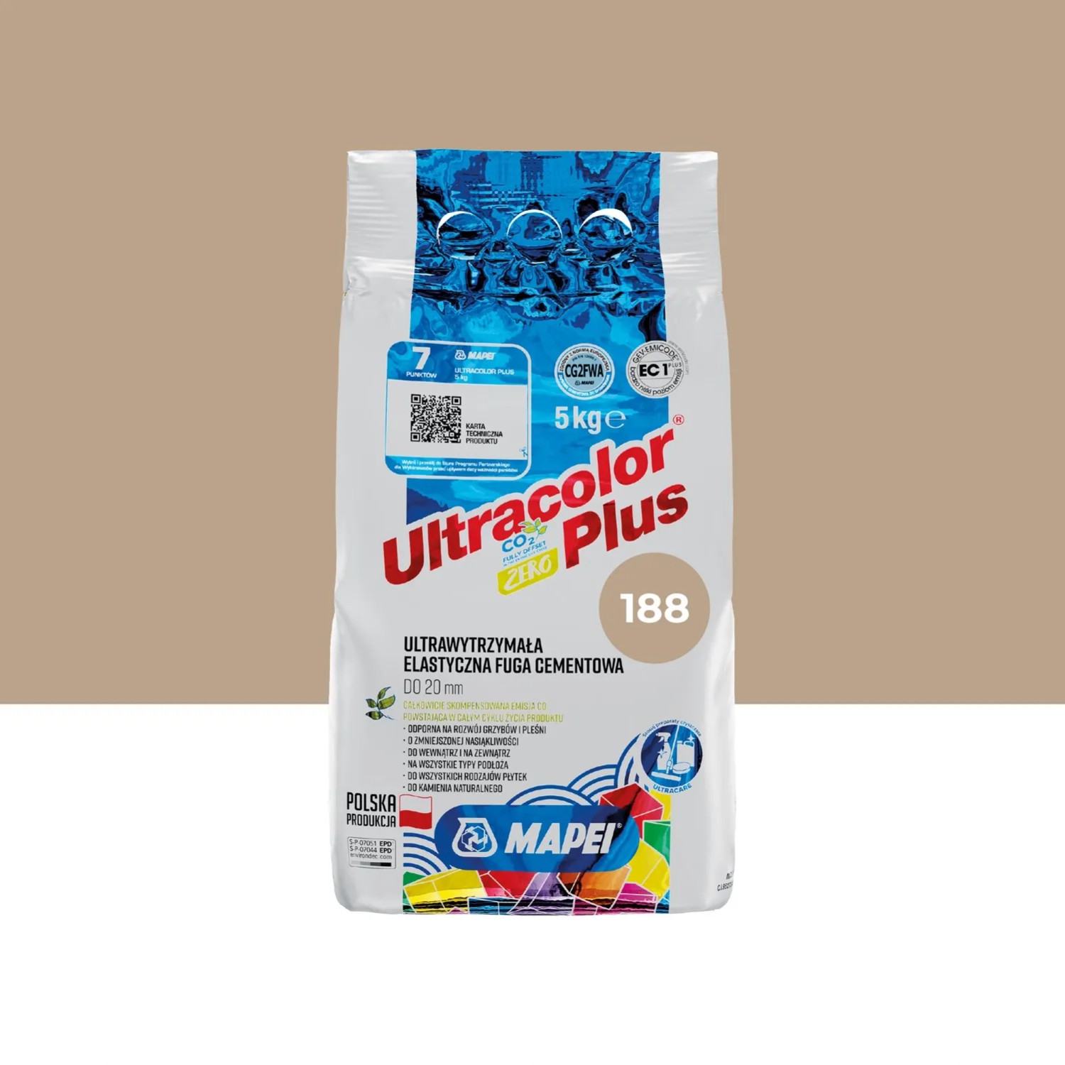 Mapei Fuga elastyczna UltraColor 188 ciasteczko 5 kg