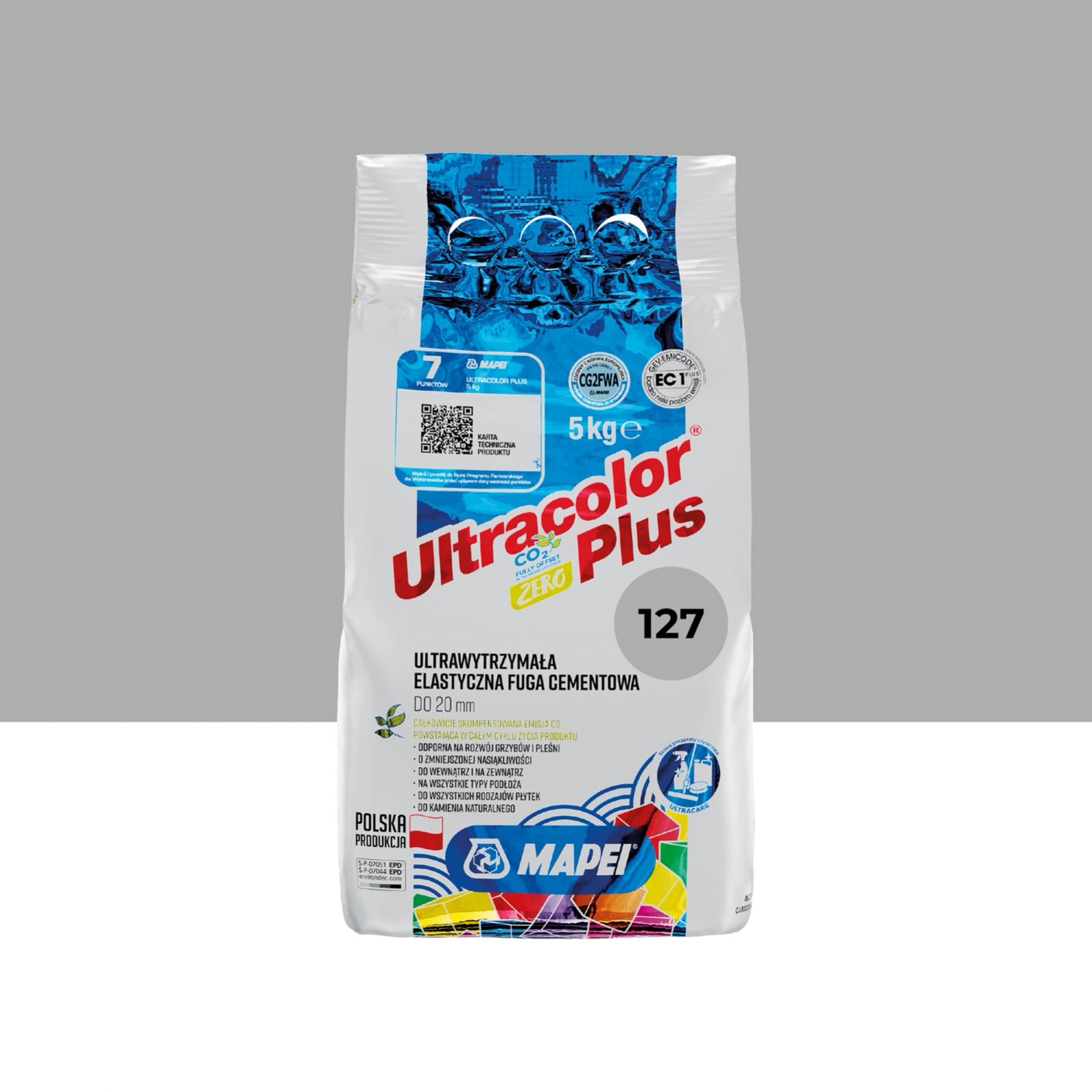Mapei Fuga elastyczna UltraColor 127 arkt szary 5 kg