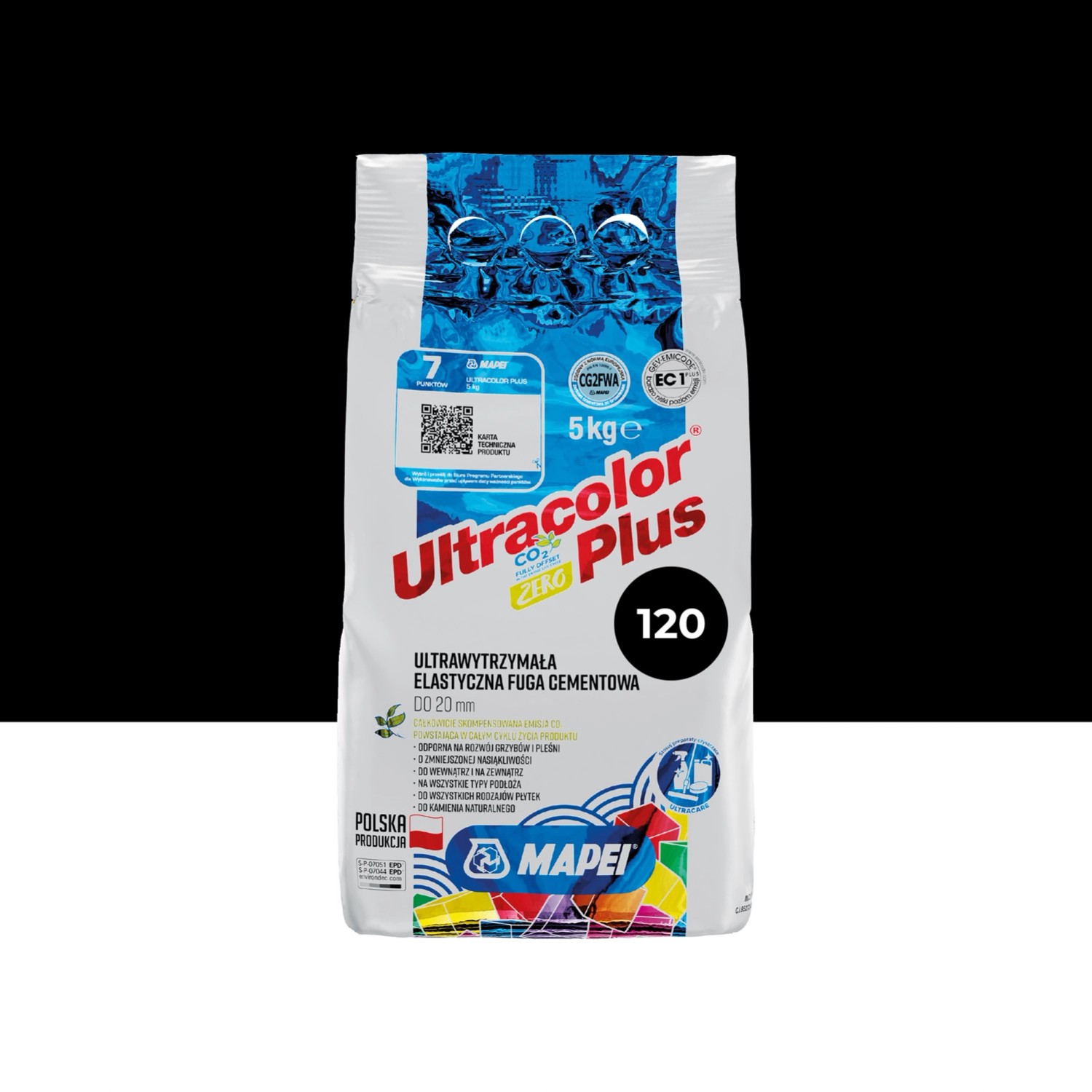Mapei Fuga elastyczna UltraColor Plus 120 czarna 5 kg
