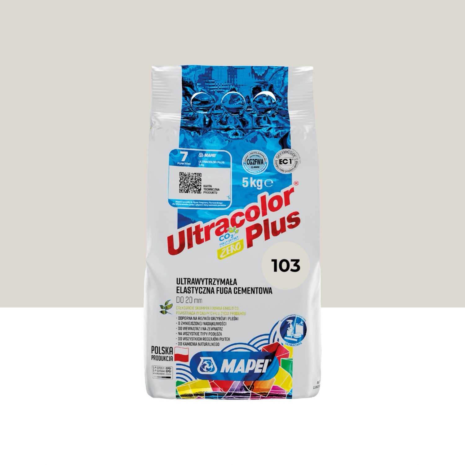 Mapei Fuga elastyczna UltraColor Plus 103 księżycowy biały 5 kg