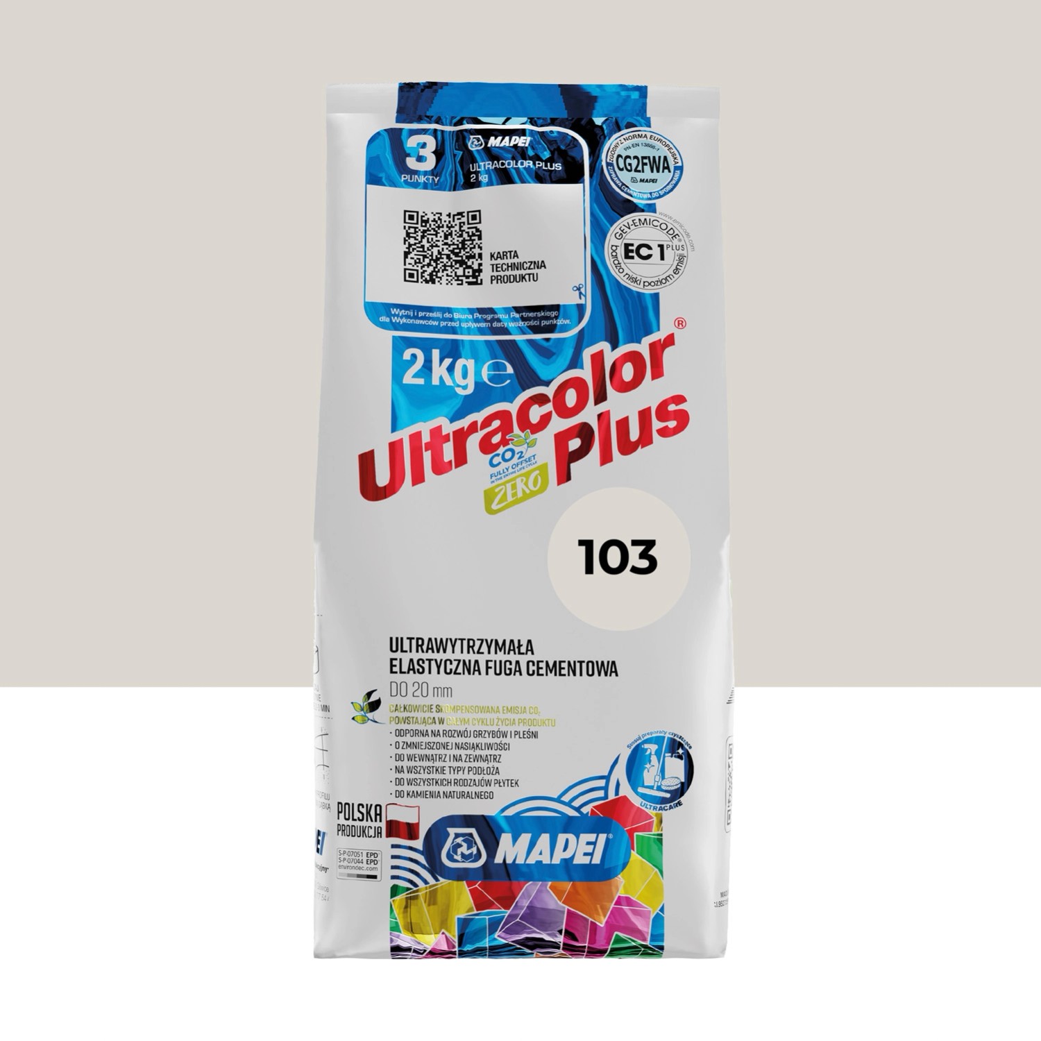 Mapei Fuga elastyczna UltraColor Plus 103 księżycowy biały 2 kg