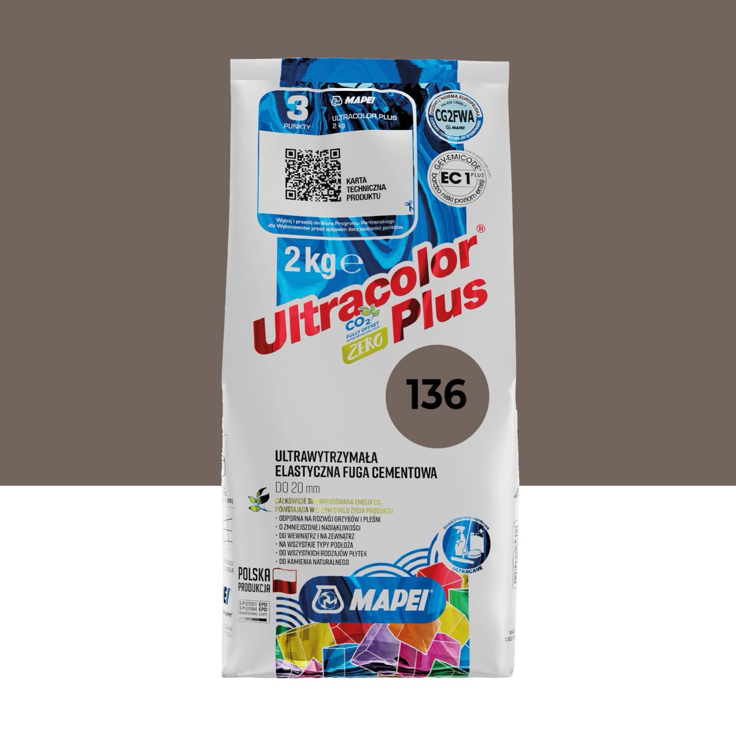Mapei Fuga elastyczna UltraColor Plus 136 brunatny 2 kg