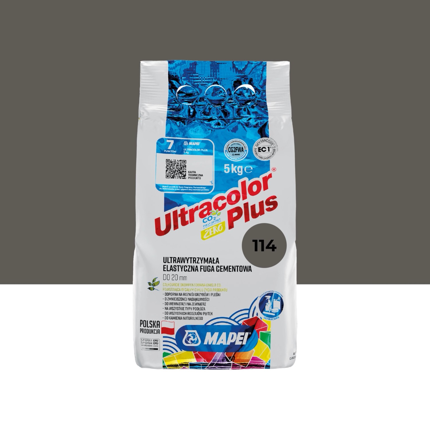 Mapei Fuga elastyczna UltraColor Plus 114 antracyt 5 kg