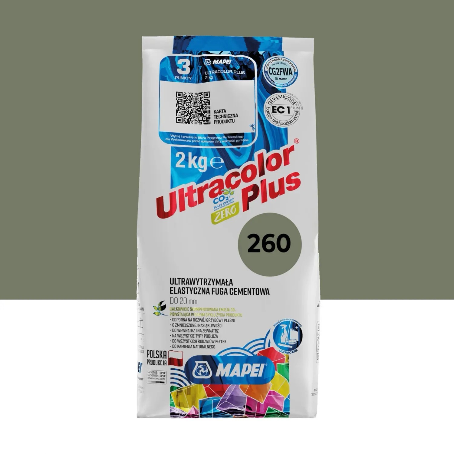 Mapei Fuga elastyczna UltraColor 260 oliwka 2 kg