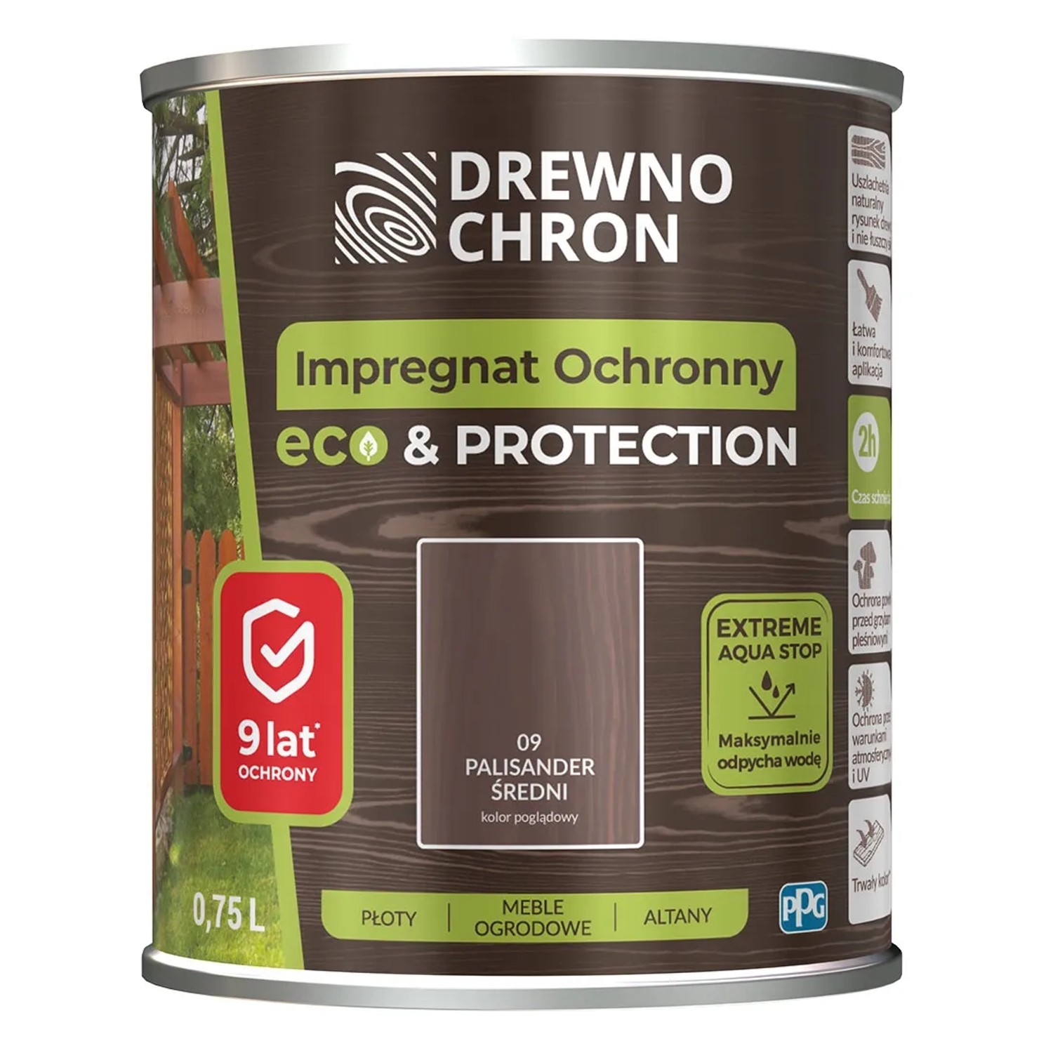 Drewnochron Impregnat ochronny Eco & Protection palisander średni 0,75L