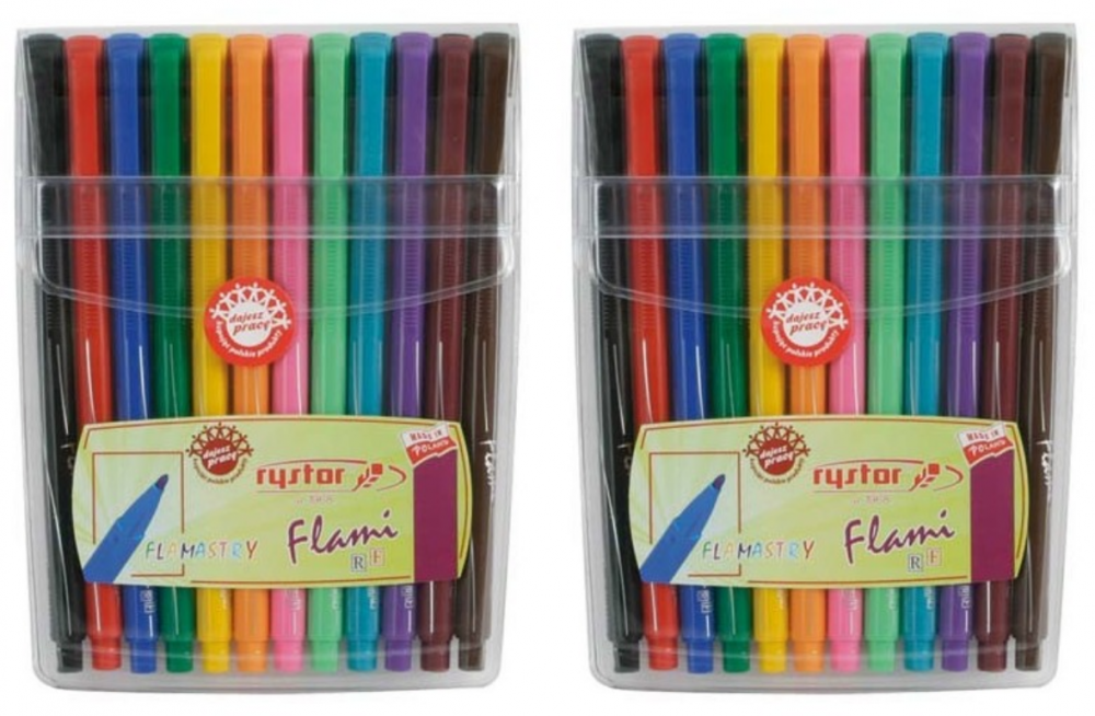 2x pisaki Rystor, Flami RF, okrągła, 1mm, 12 sztuk, mix kolorów