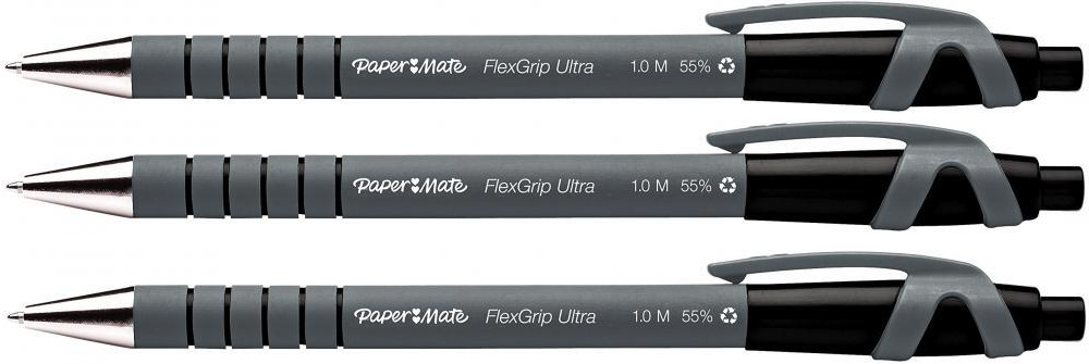 3x długopis automatyczny Paper Mate, FlexGrip RT, 0.4mm, czarny