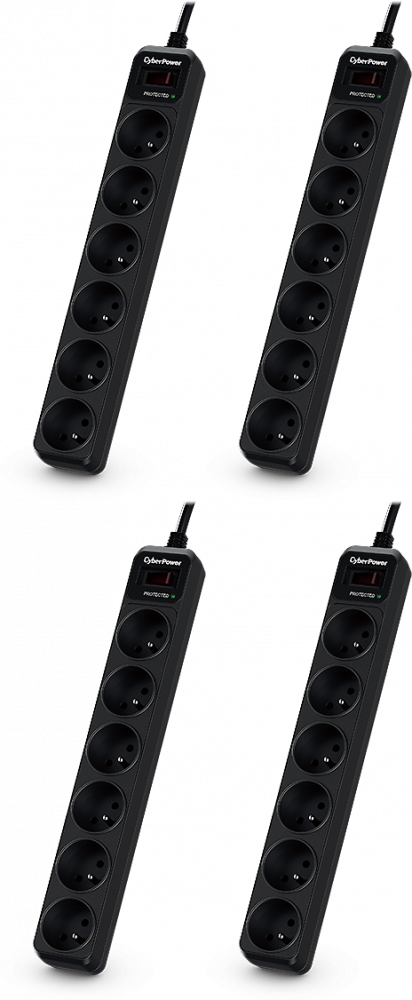 4x Listwa przeciwprzepięciowa CyberPower, 1.8m, 6 gniazd, czarny