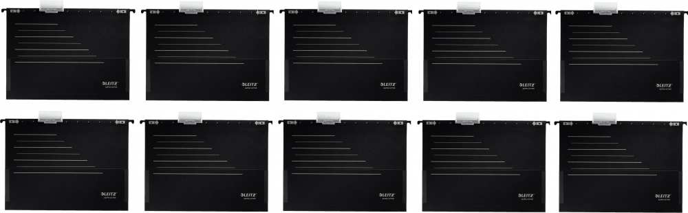 10x Teczka zawieszkowa kartonowa Leitz Alpha Active, A4, z rozciągliwymi bokami, 225g/m2 czarny