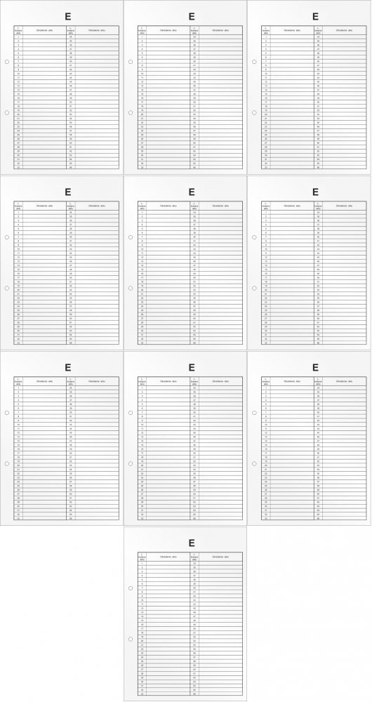 10x Przekładka do segregatora Biurfol, do akt osobowych, kartonowa, A4, typ E, 1 karta