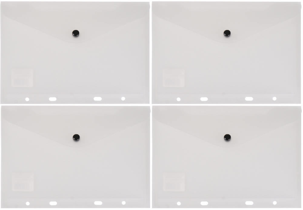 4x Teczka koperta do segregatora A5, Biurfol, na zatrzask, przezroczysty