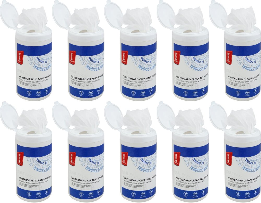 10x Chusteczki wilgotne do czyszczenia tablic MemoBe, 15x13cm, 100 sztuk