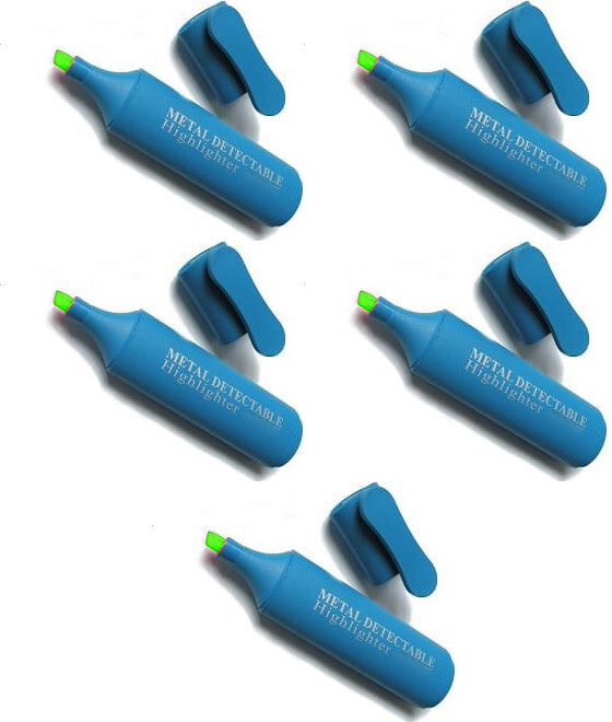 5x Zakreślacz wykrywalny Prohaccp P0556, obudowa niebieska, wkład zielony