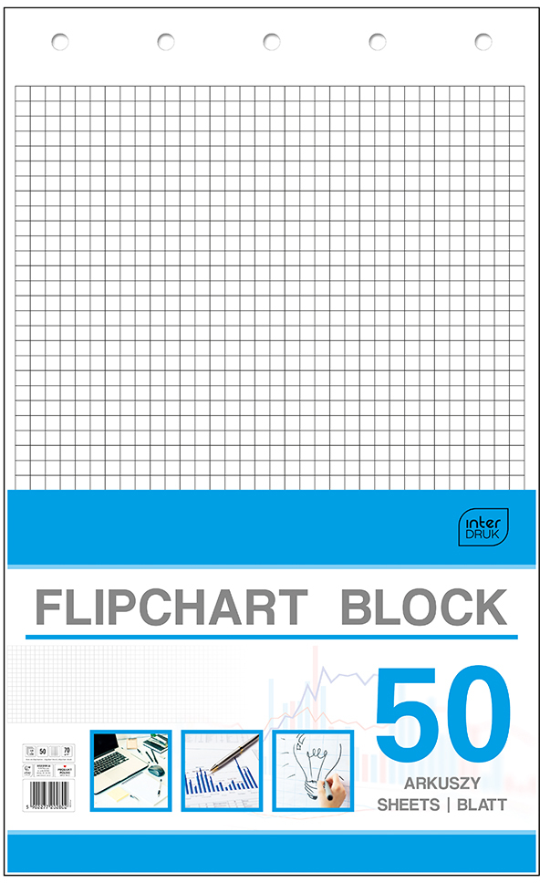 Blok do flipchartów Interdruk, 100x64cm, w kratkę, 50 kart