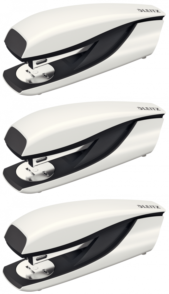 3x Zszywacz Leitz NeXXt, do 30 kartek, metaliczny biały