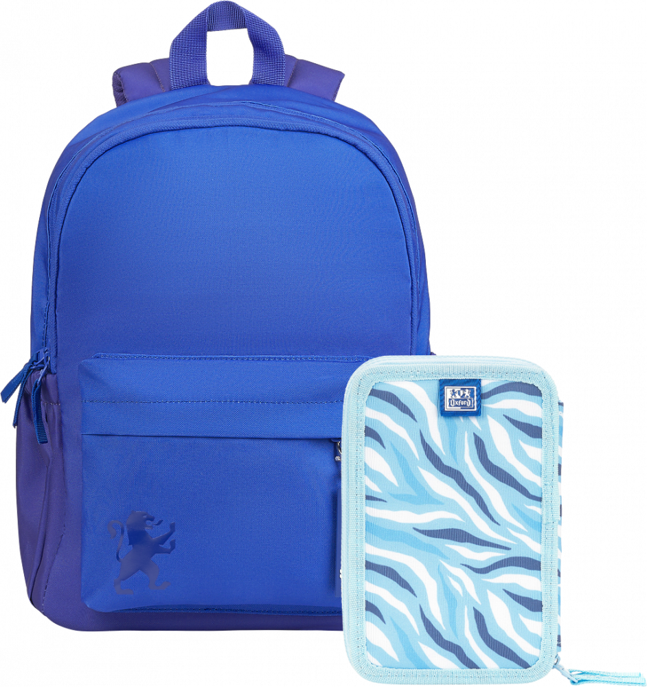 Zestaw: Plecak szkolny Oxford Gradient + Piórnik 2-komorowy Oxford Kids, niebieski