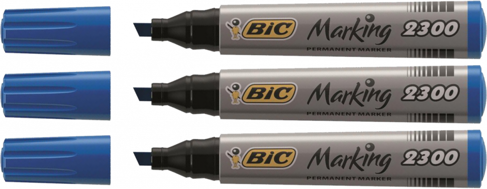 3x marker permanentny Bic NB2300, ścięta, 5.5mm, niebieski