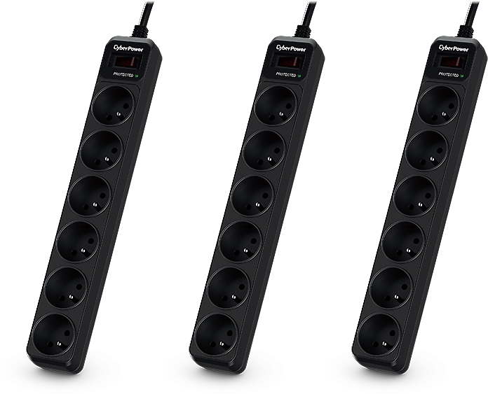 3x Listwa przeciwprzepięciowa CyberPower, 1.8m, 6 gniazd, czarny