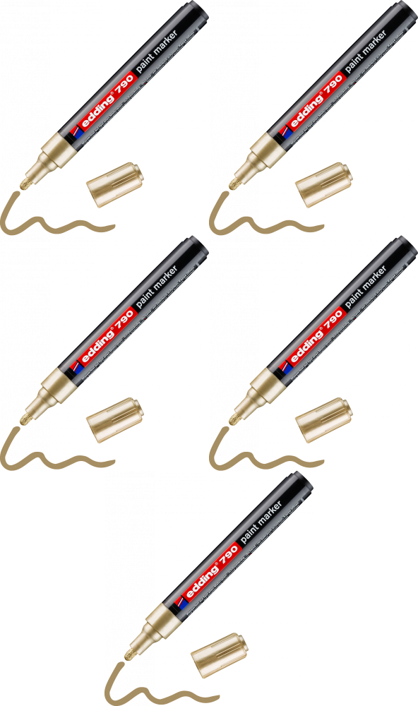 5x Marker olejowy edding, 790, okrągła, 2-3mm, złoty
