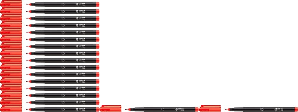 20x Marker permanentny MemoBe OHP MM251 F, okrągła, 0.5mm, czerwony