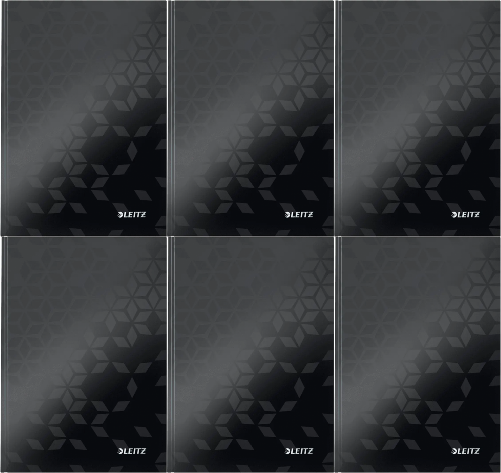 6x Brulion A5 Leitz Wow, w kratkę, 80 kartek, twarda oprawa, czarny