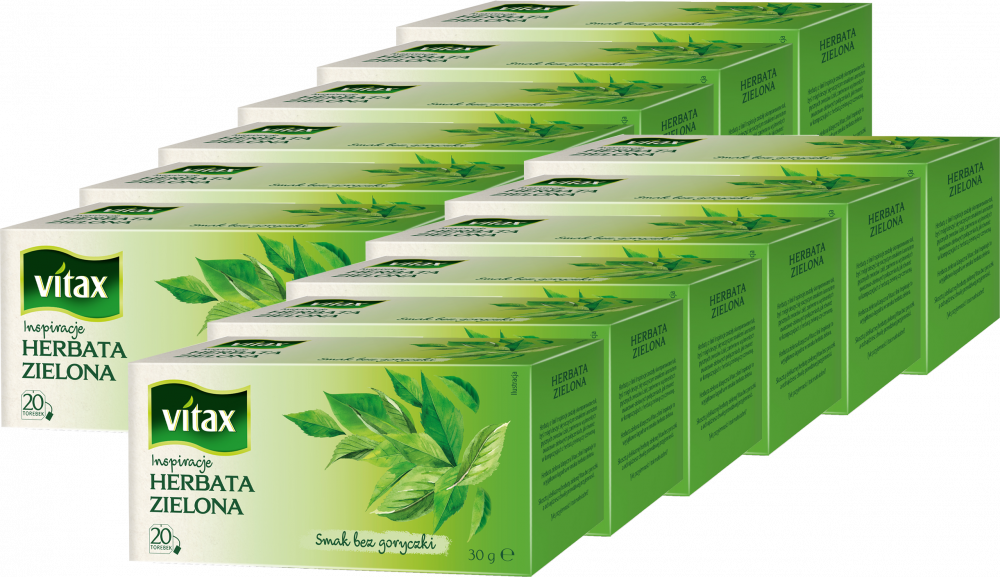 12x Herbata zielona w torebkach Vitax Inspirations, 20 sztuk x 1.5g