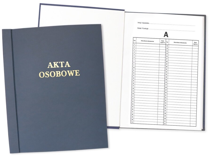 Teczka do akt osobowych Warta, A4, klejona, niezadrukowana ABCDE, granatowy