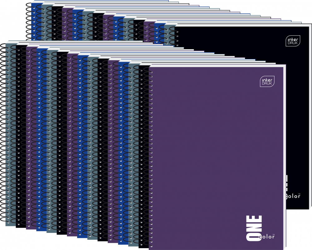 30x Kołonotatnik Interdruk UV One Color, A6, w kratkę, 80 kartek, mix kolorów