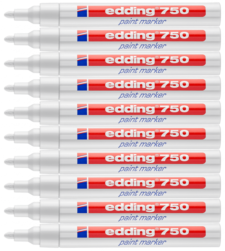 10x Marker olejowy edding 750, okrągła, 4mm biały