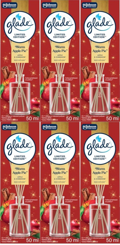 6x Patyczki zapachowe Glade Reed Diffuser Warm Apple Pie, 50ml