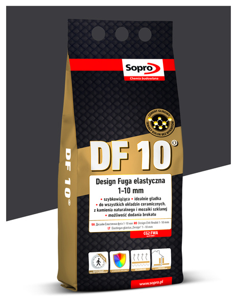 Fuga elastyczna DF10 1-10mm 90: Czarny 2kg Sopro
