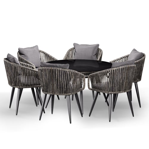 Gartenmöbel-Set RIETI 6+1 - grau