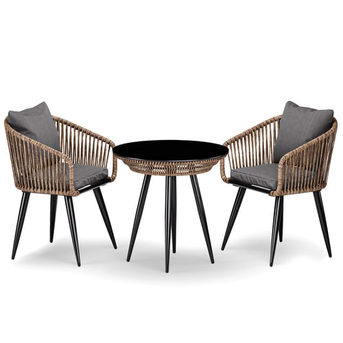 Gartenmöbel Set RIETI 2+1 - braun/grau