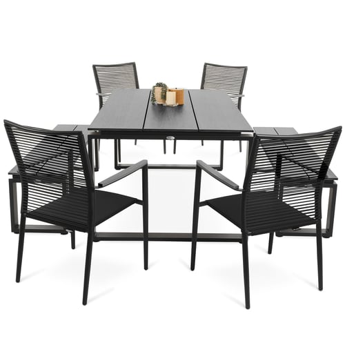 Gartenmöbel-Set ZERBA 4+1 mit 2 Gartenbänken - Grau