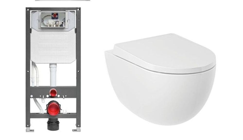 Zestaw Kludi Unifix stelaż podtynkowy i miska WC Resa D spłukiwanie wirowe z deską wolnoopadającą biały (79300, 24WCSET43)