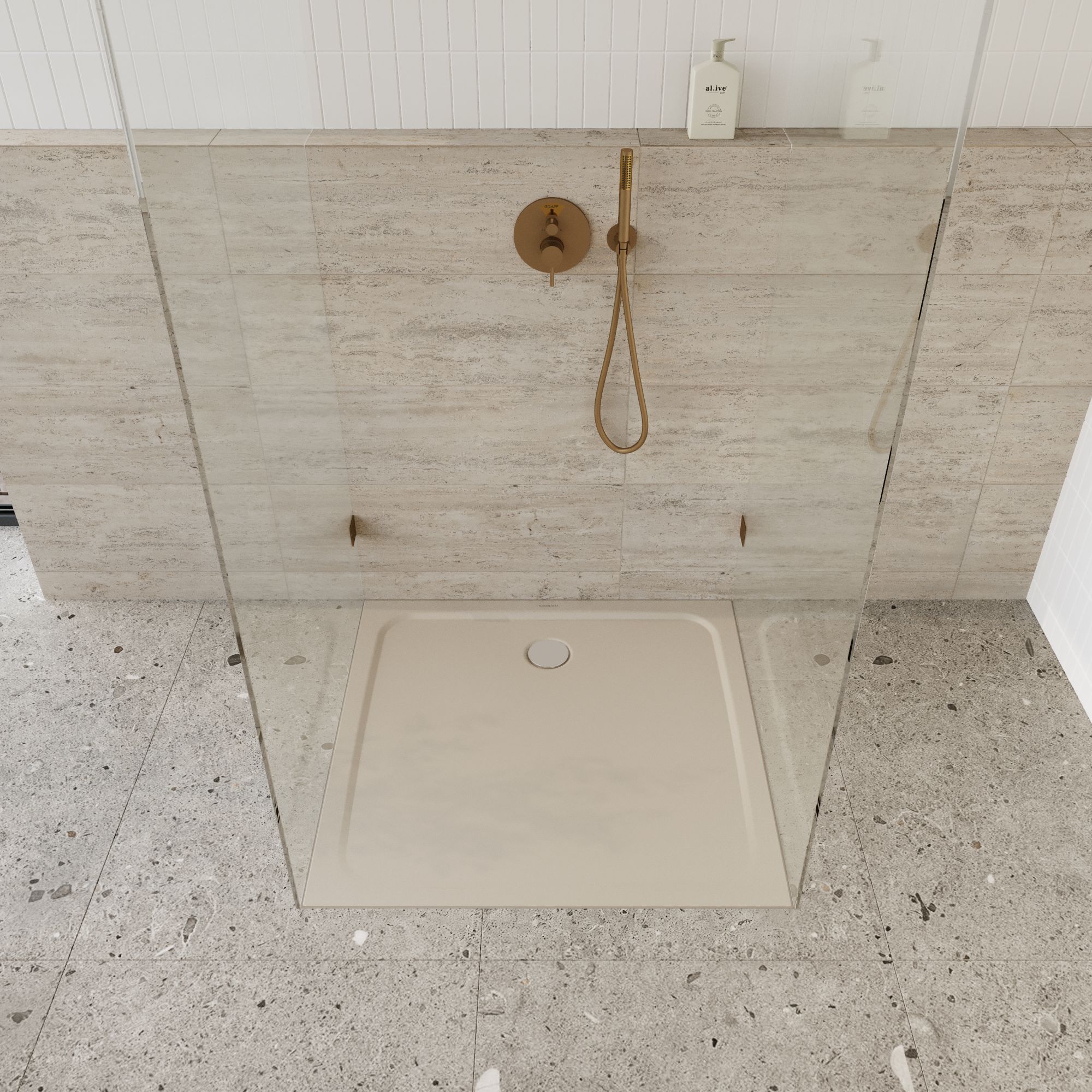 Kaldewei Cayonoplan brodzik 80x80 cm kwadratowy model 2251-5 z obniżonym nośnikiem styropianowym warm beige 20 361147980661