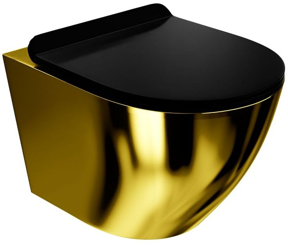 LaVita Sofi Slim Gold/Black miska WC z deską wolnoopadającą wisząca bez kołnierza czarny-złoty połysk 5900378319146