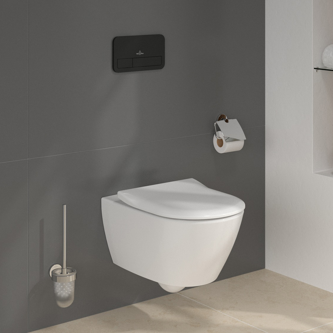 Zestaw Villeroy & Boch Subway 2.0 Combi-Pack stelaż podtynkowy miska WC wisząca z deską i przycisk czarny mat (92242700, 5614R201, ...