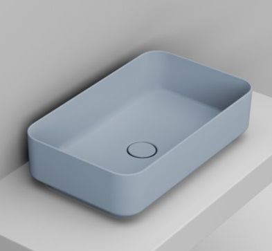 Ceramica Dolomite umywalka 60x36 cm prostokątna nablatowa niebieska matowa D311171
