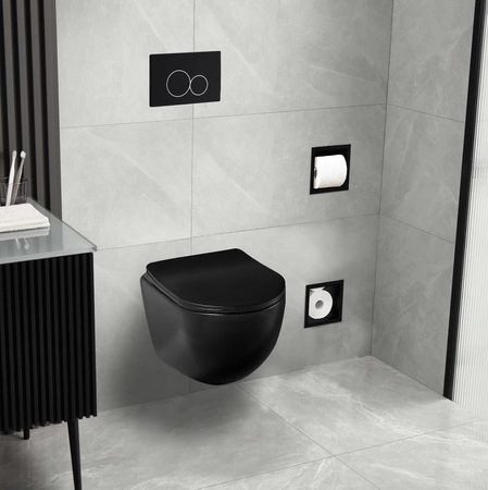 Balneo Luna miska WC z deską wolnoopadającą wisząca bez kołnierza czarny G0101020101-2