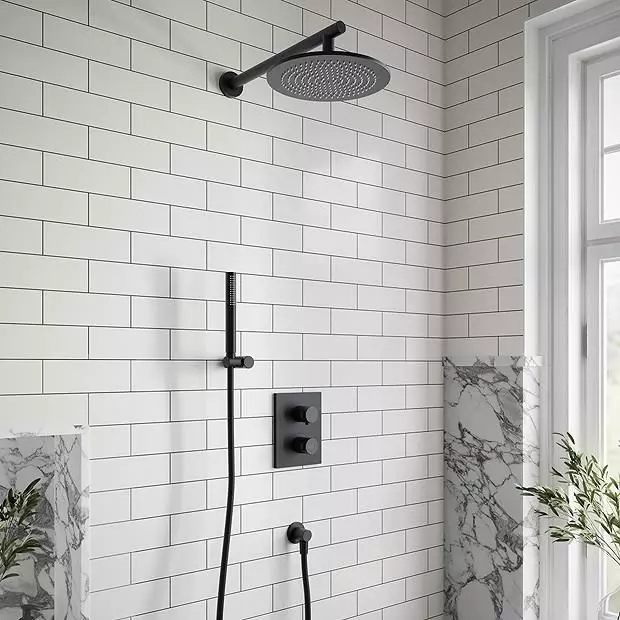 Zestaw Villeroy & Boch Universal Taps & Fittings zestaw prysznicowy podtynkowy termostatyczny z deszczownicą czarny mat (TVD00065100000, ...