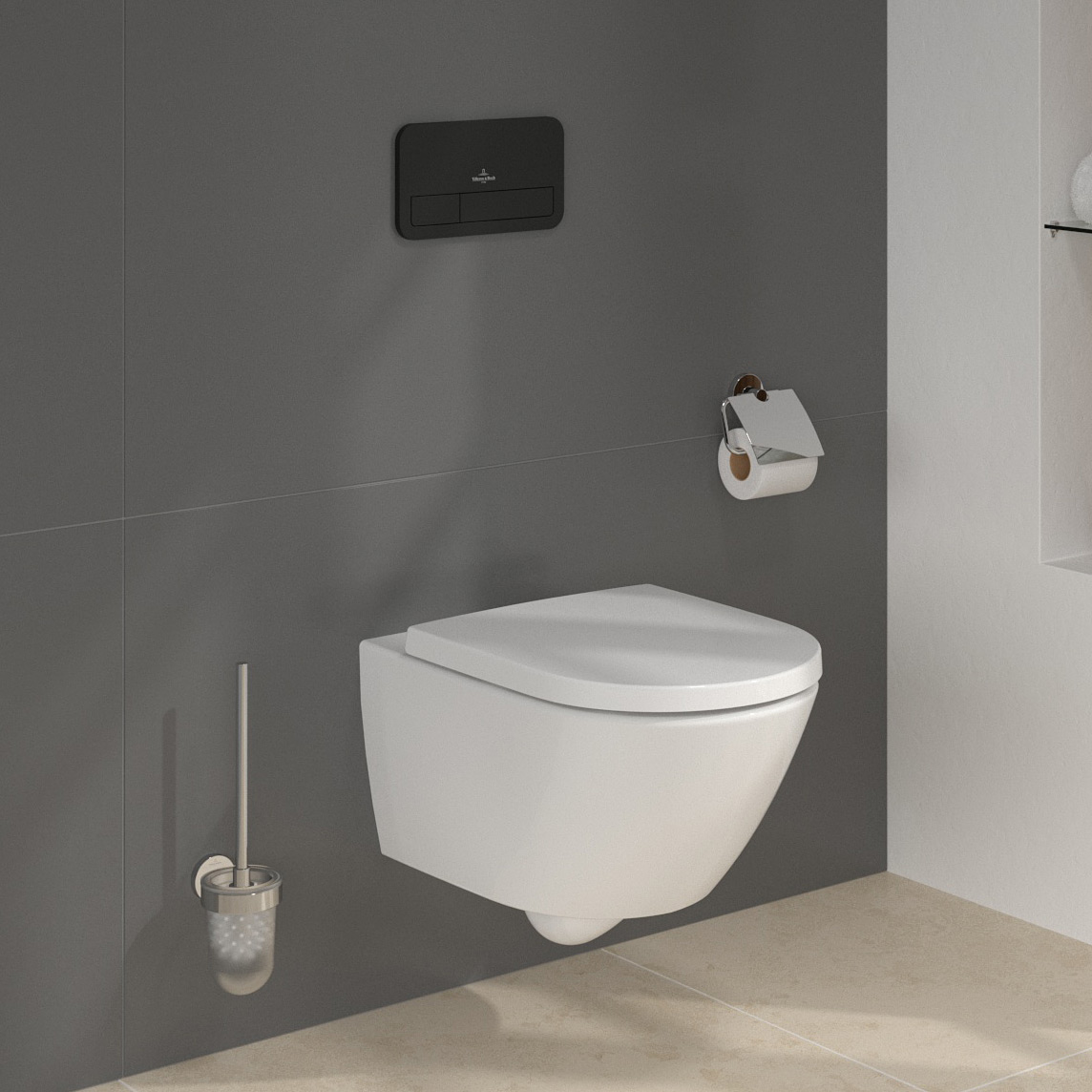 Zestaw Villeroy & Boch Subway 3.0stelaż podtynkowy miska WC wisząca z deską i przycisk czarny mat (92242700, 4670TSR1, 922490AN) - Wysyłka w 24h